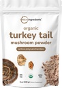 Mikro Ingredians Organic Tail Mushroom Powder (50: 1 Ekstraksi), 8 Ounce 124; Freeze Dried with Aktive Polysaccudes, Support Immune Response & Cellular Level, Pet Friendly