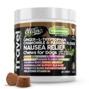 Travel Chews Nausea Relief for Dogs 124; Ginger L- Tryptophan Chamomile Passion Flower L- Theanine Peppermint Root Fennel Licorice Root Marshmelllow Slippery Elm Melonaciin Chew
