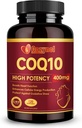 CoQ10 400mg Softgeels dengan Omega 3 & PQQ, Antioksidan kuat untuk Kesehatan Jantung & Energi Produksi, 120 Cacah
