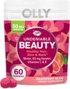 OLLY Undeniable Beauty Gummy, For Hair, Skin, Nails, Biotin, Vitamin C, Keratin, Chewable Supplement, Grapefruit, 30 Hari Supply - 60 Count