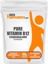 Suplemen BulkSuplements.com Pure Vitamin B12 Powder - seperti Cyanocobalamin, Vitamin B Suplemen, Cyanocobalamin B12 - Produk Murni, Multiple Servings, 50g (1.8 oz) (Paket 1)