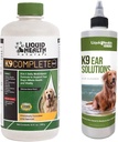 LiQUIDHEALTH Pets K9 Complete 8-1 Multivitamin for All Dogs & Puppy & K9 Ear Wash Solutions - Pet Health Supplement Bundle for Joint & Imune Dupport, Dog Ear Cleaning Treatment