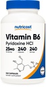 Nutricost Vitamin B6 (Pyridoxine HCI) 25mg, 240 Capsules - Non-GMO, Gluten Free dan Vegetarian Friendly