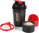 Shake Cup Shake, 16oz Protein Sake Bottles dengan Mixing Ball, 3 dalam 1 Leak- bukti GYM Shake Cup dengan Powder Storage & Pill Tray, Ideal untuk Workout, BPA Free Averred