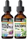 BIO KRAUTER Milk Thistle Tsuture 2 Fl Oz. & Bacopa Tincture 2 Fl.