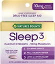 Nature 's Bounty Melonatin, Sleep3 Maximum Kekuatan 100% Obat Free Sleep Aid, L- Theanine & Nighttime Herbal Blast Time Rilis Technology, 10mg, 30 Tri- Labered Tablet