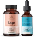 HERBAMAMA Sage and Ashwagandha Kit - Bundle of 1000 mg Sage Leaf Capsules & Ashwagandha Root Tincture 2 - Vegan, Non- GMO, Sugar & Alcohol-Free - 2 Pack
