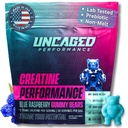 Cretine Monohydrate Gummies 5G - Delicious Blue Raspberry Flavor, Max Power for Muscle Growth, Fast Absorbing for Men and Women - Premium All Natural, Lab Tested