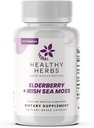 Healthy Herbs Wildmade Elderberry Sea Moss Capsules 124; 2600mg Irish Sea Moss + Elderberry Essentials Blend 124; US- Made, Vegan, Non- GMO, Easy- Swallow (60 Capsules)