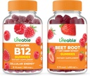 Lifeable Vitamin B12 + Beet Root, Gummies Bundle - Great Tasting, Vitamin Suplement, Gluten Free, GMO Free, Chewable