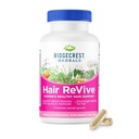 RidgeCrest Herbals Revive, Nutrational Hair Suplemen dengan Vitamin C, Biotin (6000mcg), Zinc, dan Copper, Vitamin Rambut untuk Perempuan untuk Mendukung Rambut Healthy, Kulit, dan Nails (120 Caps, 30 Pelayan)