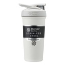 BlenderBottle Strada Shaker Cup Insulated Stainless Steel Water Bottle with Wire Whilk, 24- Ounce, White