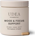 UDEA Wellness, Mood Pill 124; Adaptogenic Daily Mood Suplement for Stress, Cognitive Fungsi, Fokus & Balanced Energy 126-GMO, Gluten Free & Vegan Mood and Stress Suplemen 124; 30 Capsules