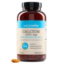 Naturrewise Highfure, All- Natural Calcium 1250mg + Vitamin D3 1000IU + Organic MCT Coconut Oil - Pregnancy Safe + Non- GMO - Absorpsi Frid, Gluten Free - 200 Softgeels [Penyesuaian 100 Hari]