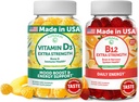 Lunakai Vitamin D3 dan Vitamin B12 Gummies Bundle - Imunitas, Bone dan Mood Dukung VIT D3 2000IU Supplemen - 3000mcg Methylcobalamin High Absorpsi Energi Gummy - 30 Hari Tambahan