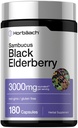 Horbäach Black Elderberry 124; 3000mg Capsules 124; 180 Count 124; Non- GMO, Gluten Free 124; Sambucus Ektraksi Suplemen