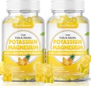Slowbear Potasium Gummies for Dewasa, Sugar- Free Potasium Magnesium Tambahan dengan Vitamin B6 CoQ10 untuk Kepiting Vegan Pineapple Flavor 120 Gummies