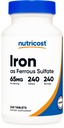 Nutricost Iron (As Ferrous Sulfate) 65mg, 240 Tablet - Non- GMO, Gluten Free