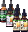NUSAVA Strawberry Flavored D3 K2 Drops, Vanilla Flavored D3 K2 Drops, & Chlorofil Liquid Drops Bundle - Enable Liquid Vitamin for Heart, Gabungan, Energi, & Imune Dukungan - Non-GMO, Gluten- Free, 2pk