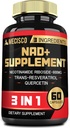 3in1 NAD + Suplemen 1200Mg - Nicotinamide Riboside dengan Trans Resveratrol & Quercetin - Cellular Activity, Imune, Aging Health - 60 Count Suppply selama 30 hari