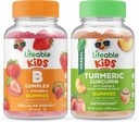 Lifeable B Complex Kids + Turmeric Curcumin Kids, Gummies Bundle - Great Tasting, Vitamin Suplemen, Gluten Free, GMO Free, Chewable Gummy