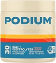 Podium Nutrition Training Salt + Electrolytes Powder, Peaches & Cream, Post Workout Hydration & Muscle Recovery Support, Electrolite Drink, Magnesium, Posium, Calsium Salts, 30 Servings
