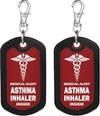 mnmoom 2pcs Asthma Inhaler Ininside Tag-Red Medical Alert Zipper Tarik Bag Tag