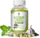 Lukaree Oregano Oil Capsules with Black Seed Oil, Oil Bawang Putih, Vitamin D3 E, 99% Tinggi konsentrasi Carvacrol - Antioksidant, Imune & Digetives Dukungan *, 120 Softgeels Caps, 60 Day Supply, Non GMO 124; GMP