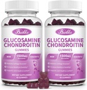 2 Pack Glucosamin Chondroitin Gummies Ekstra Kekuatan w / MSM, Elderberry, Hyaluronic Acid- Dukungan Bersama Dikunyah untuk Perempuan, Pria, Dewasa-Antioksidant Dukungan untuk Comfort & Mobilitas Gabungan