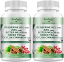 Tambahan Berbersin Hijau dengan Cinnamon Ceylon - 120 Count Berberine 1500mg BerCL Capsules dengan Bitter Melon / Artichoke Extracts & Natural Herbs untuk Imune Dukungan 2 Pack