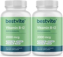 BestVITE Vitamin B12 (Methylcobalamin) 2000mcg (480 Vegetarian Capsules) (2 x 240) (Metil B12) - Tidak Stearat - Vegan - Non GMO - Gluten Bebas