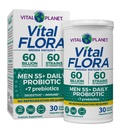 Planet Vital - Vital Flora Men Lebih dari 55 Daily Probiotic, 60 Milyar CFU, Strains Diverse, Organik Prebiotik, Dukungan Imune, Digetical Health Shelf Stable Progories untuk Pria, 30 Kasules