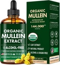 Mulein Drops for Lungs, Mullein Leaf & Licorice Extract Dukung Lung Cleanse & Healthy Breathing, Organic Mullein Leaf Tincture Herbal Suplemen, No Addonitives Mullein Extract Drops 2 fl Oz 60Ml