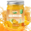 ACEYO (12 OZ) Irish Sea Moss Gel Vegan Mango Pungeapple Flavor 102 Vitamin dan Minemins Wild Harowed None-GMO Defense Booster Thyroid Digetsy Support