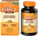 American Health EsterC with D3 Bone Ammune Complex Vegetarian Tablet 24Hour Immune Dukung 1000 mg EsterC 5000 IU Vitamin D3 NonAcidic Servings, 60 Count