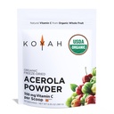 KOYAH - Powder Acerola Organik: Freeze- Dry, 100% Pure, 500 mg Natural Vitamin C per Scoop, Whole-Food, Non-GMO, Vegan, 60 Servings, Dibuat dari acerola Cherries Grown di Brazil