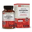 DailyNutra KSM-66 Ashwagandha 600mg Root Extract - Potacy Suplemen Tinggi dengan 5% Witnollides 124; Relieves Tiredness, Supports Relaxation, Focus, Energy, & Muscle Growth (90 Capsules)
