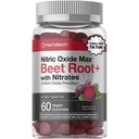 Horbäach Nitric Oxide Beet Root Gummies 126; 60 Count 124; dengan Nitrates 124; Strawberry Flavor 124; Vegan, Non- GMO, Gluten Free Supplemen