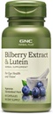 GNC Herbal Plus Bilberry Extract dan Lutein Supplement, Vegetarian, Supports Eye and Vision Health, 60 Servis