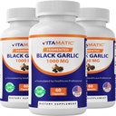 Vitamin 3 Pack Fermented Black Extract 1000 mg 60 Capsules - Non-GMO, Gluten Free - (Total 180 Kapsul)