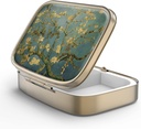 Kotak Pill Case Pil Pill dengan Toko Mirror Retro 2 Kompartemen Kasus Pill Kecil untuk Kotak Pill Purse atau Pocket Bronze Rectangular atau Vitamin, Minyak Ikan, Suplemen, Pill Containe Travel Gift Vangogh Art