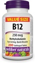 Webber Vitamin B12 250 mcg Methylcobalamin, 200 tablet Sublingual