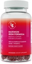 Iron Gummies - 20 mg High Absorpsi Besi + Vitamin C, B12 & Folate - Vegan, Non GMO, Gluten Free - Energi & Anemia Dukungan - 60 Ct