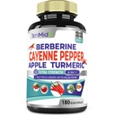 Cayenne Pepper Suplemen Ekstrak Capsules, 180 Capsules & Berberine, Apple, Turmeric Curcumin, Bitter Melon, Ginseng, Milk Thistle 124; Mendukung Kesehatan Jantung, Fungsi Digepsi