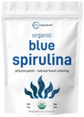 Powder Blue Spirulina (Ekstraksi Phycocyanin), 60 Pelayan - Tidak Ada Bau Ikan Ikan, 100% Protein Vegan dari Alga Hijau Hijau, Phycocyanin Makanan Warna untuk Smoothies, Baking, Minuman & Memasak