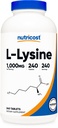 Nutricost L-Lysine 100mg, 240 Tablet - Gluten Free, Non- GMO, and Vegetarian Friendly