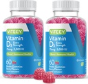 Vitamin D3 Gummies for Dewata & Teens - 3.000 IU, 75mcg, Ekstra Kekuatan - Gabungan & Muscle Health, Ammune Boost - Chewable Vitamin D Gummies - Vegetarian, Gelatin Free - Tasty Berry Flavored Gummy
