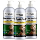 Liquid Health Pets K9 Omega 3 Fish Oil for Dogs - Liquid Omega 3 Suplemen untuk Pets dengan EPA + DPA + DHA - Mengurangi Ginging & Shedding, Dukungan Joints, Kekebasan, Jantung Kesehatan - USA Dibuat (3 Pack)