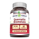 Amazing Formulas Quercetin 800mg dengan Bromelain 165mg, 120 Vevgie Capsules Suplement; Non-GMO 124; Gluten Free 124; Dibuat di USA