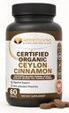 Me First Living Ceylon Cinnamon 10000mg, 100% Certified Organic Ceylon Cinnamon, Non-GMO, Cinnamon True, Metabolisme Dukungan, Antioksidant - 60 Tablet